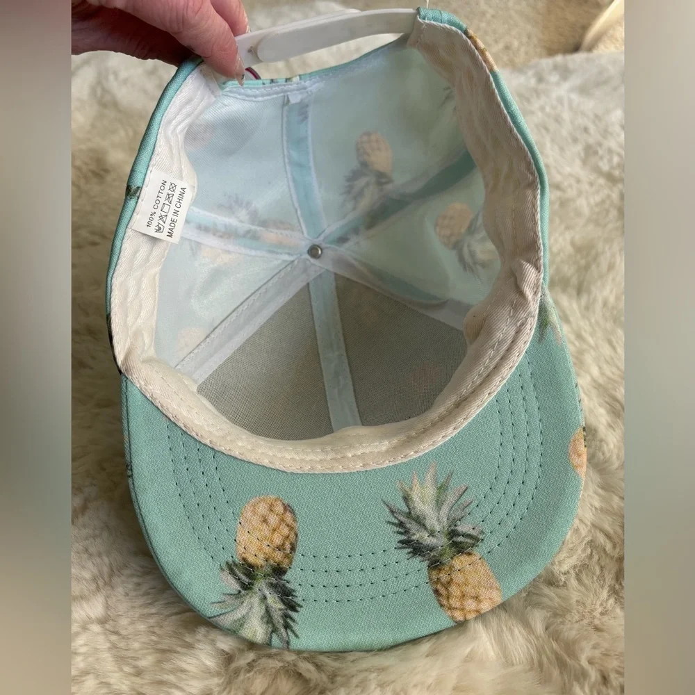 NWT Kid’s Burisil Snapback Hat Teal Multicolor Adjustable Pineapple Cap 6 Panel